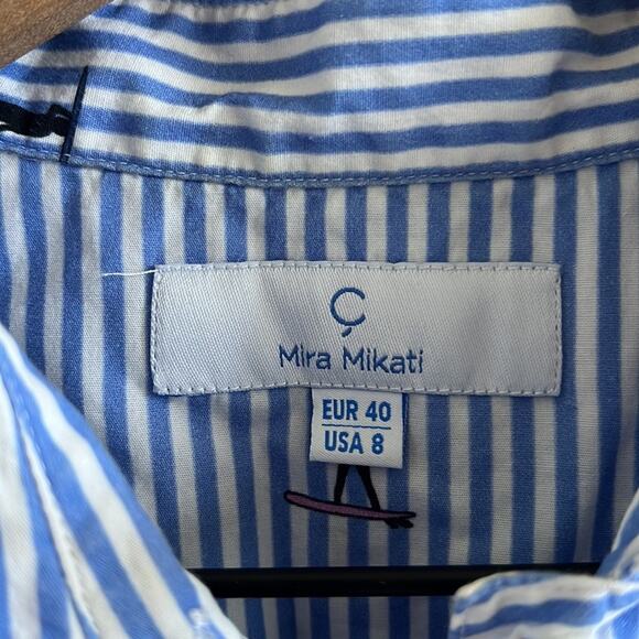 C Mira Mikati Surfing Bike Front Button Collar Blouse Top USA 8 - Picture 2 of 6